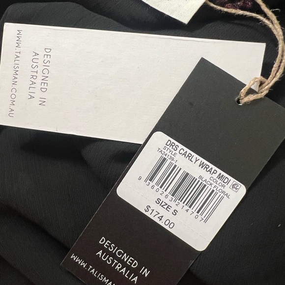 Anthropologie Talisman Black Multicolor Velvet Floral V neck Wrap Midi Dress - Picture 15 of 16